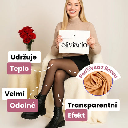 Zateplené transparentní punčocháče